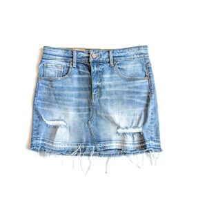 BKE Frayed Denim Stretch Skirt Size L - Blue NWT